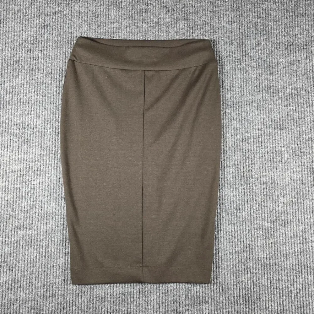 Forever‎ 21 Brown Ponte Knit Pencil Skirt Pull On Stretch Women’s Large